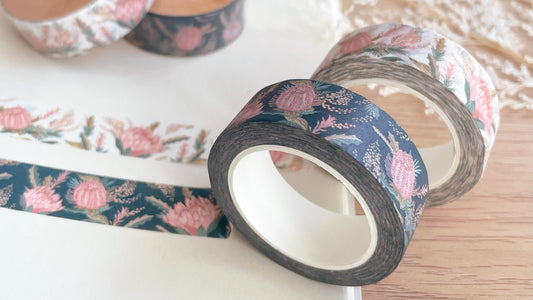 Pankeen botanical washi tape rolls with Australian native flower prints