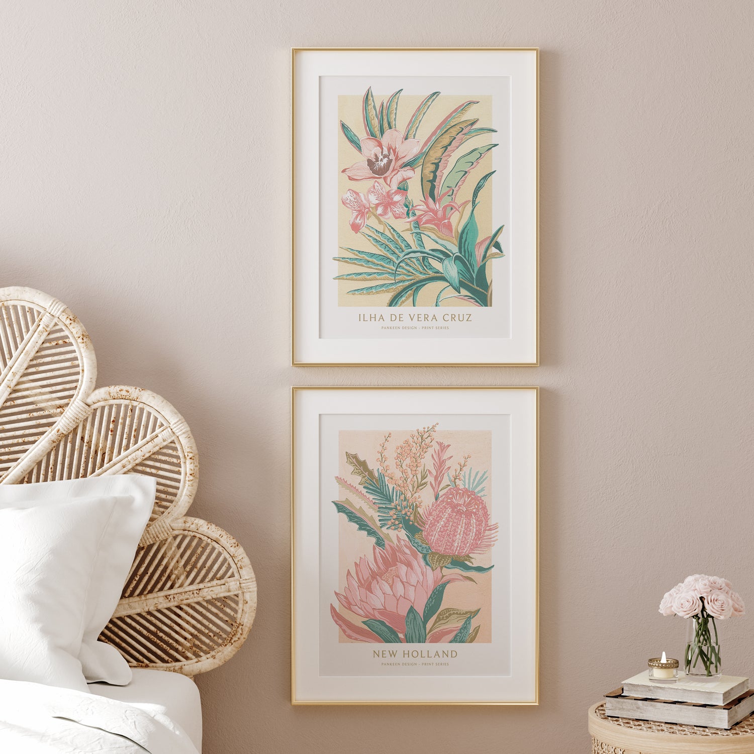 © Pankeen design | Art Prints in bohemian interiors wall setup.